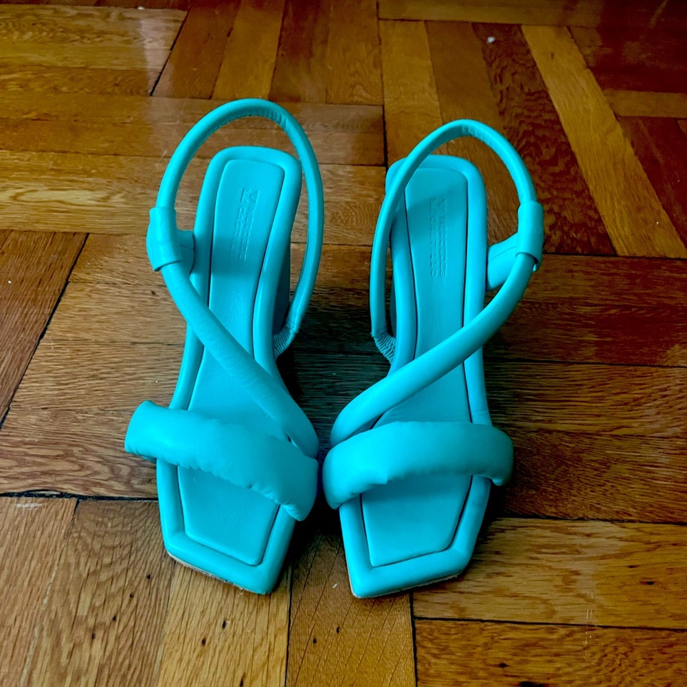 Teal Wedge Sandals